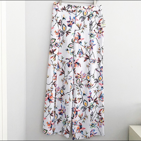 NWT BAR III White Floral Printed Wide Leg Pants - Picture 2 of 5
